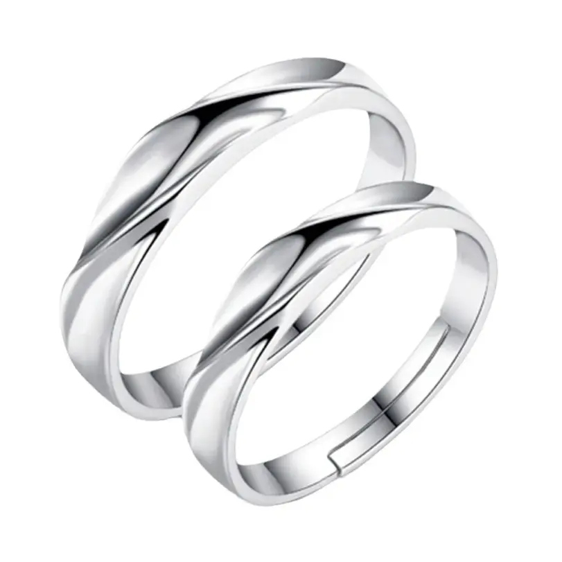 2 Anillos de Plata de Ley 925 con Circonita para Pareja, para Mujer y Hombre, Exquisitos, para Estudiantes, Novias, Accesorios de Joyería de Plata para Boda 6