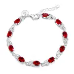 Pulseras de cristal rojo CZ de lujo a la moda de alta calidad para mujer, pulseras de plata de ley 925, joyería de regalo