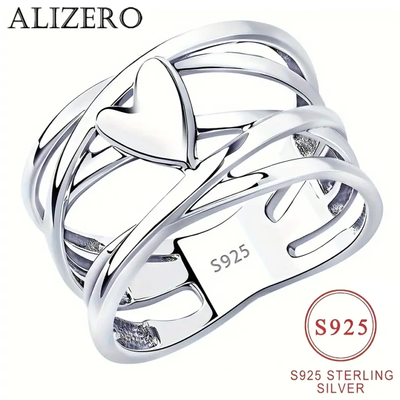 Anillo de Plata de Ley 925 con Forma de Corazón, Estilo Francés Chic, Diseño Único, Joyería de Moda para Mujer, Perfecto para Accesorios Diarios 1 Anillo de Plata de Ley 925 con Forma de Corazón, Estilo Francés Chic, Diseño Único, Joyería de Moda para Mujer, Perfecto para Accesorios Diarios 1