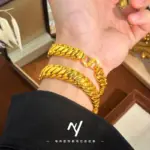 Tienda de oro real de oro puro 24K 9999 de lujo con pulsera de jefe cubano para hombre con látigo de tres caballos 3