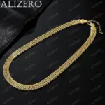 ALIZERO-collar de oro de 18 quilates para hombre y mujer, collar de malla tejida de 18 pulgadas y 10mm, joyería fina para fiesta de boda, regalos 2