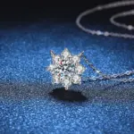 collar de diamantes de moissanita de 1CT para mujer, colgante chapado en plata 925 con cadenas de oro blanco, joyería fina para fiesta nupcial, regalo 2