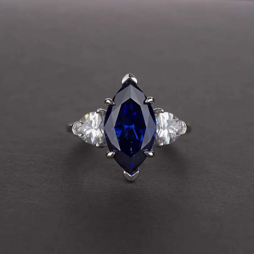 OEVAS, 100% Plata de Ley 925, anillos de boda brillantes de 8x14mm con topacio y diamantes de alto contenido de carbono para mujer, joyería fina para fiesta, venta al por mayor 5