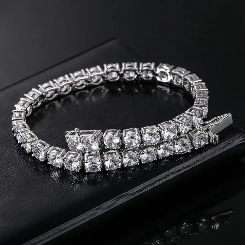 pulsera de tenis con diamantes de moissanita para hombre y mujer, 3mm, 4mm, 5mm, 6,5mm, certificado, joyería fina de lujo de Plata de Ley 925 4
