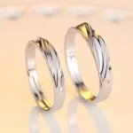 2 Anillos de Plata de Ley 925 con Circonita para Pareja, para Mujer y Hombre, Exquisitos, para Estudiantes, Novias, Accesorios de Joyería de Plata para Boda 2