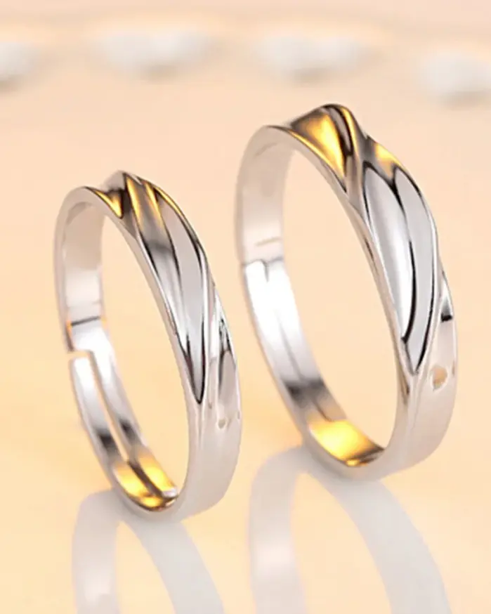 2 Anillos de Plata de Ley 925 con Circonita para Pareja, para Mujer y Hombre, Exquisitos, para Estudiantes, Novias, Accesorios de Joyería de Plata para Boda 2