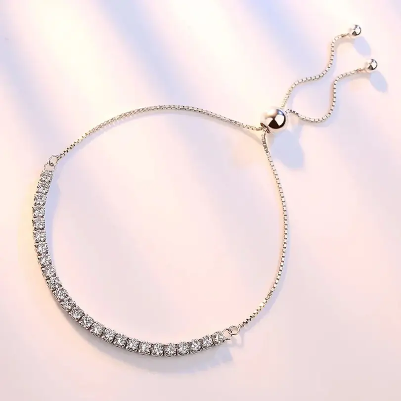 Pulsera de plata de ley 925 Vera elegante circón tenis pulsera de cristal de circón para mujer moda Simple compromiso boda Glam 4