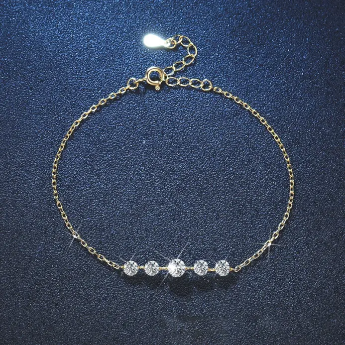 pulseras completas de moissanita para mujer, pulsera de plata de ley S925 chapada en diamantes de laboratorio, joyería para fiesta de cumpleaños y boda 2