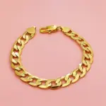 Pulsera de oro puro 24K 9999 de lujo para hombres y mujeres, pulsera de oro de 24 quilates, pulsera cubana lateral de 8mm 3