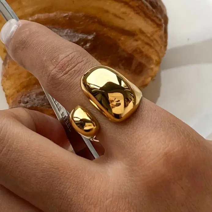 Uworld-Anillo minimalista de acero inoxidable 316L INS, alta calidad, resistente al agua, Metal, Color dorado y plateado, joyería para dedo 2