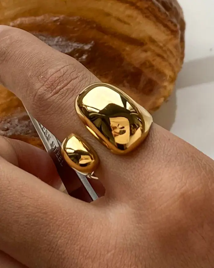 Uworld-Anillo minimalista de acero inoxidable 316L INS, alta calidad, resistente al agua, Metal, Color dorado y plateado, joyería para dedo 2