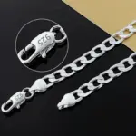 Collar de plata de ley 925 para hombres y mujeres, cadena clásica de 6MM de 16/18/20/22/24 pulgadas, joyería de lujo, regalos de boda y Navidad 3