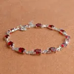 Pulseras de cristal rojo CZ de lujo a la moda de alta calidad para mujer, pulseras de plata de ley 925, joyería de regalo 2