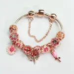 🌸 Brazalete "Summer Romance" – Cuentas Florales y Oro Rosa 1