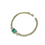 GoldAether - Pulsera de Lujo para Mujer, 100% Oro Real de 18k, Estilo Vintage con Esmeraldas y Diamantes, Pulsera Cuadrada con Moissanita 3