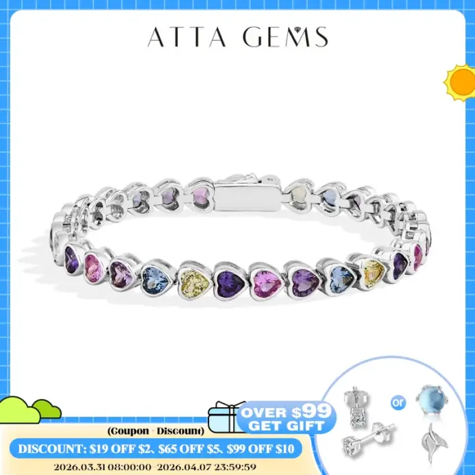 💖 Pulsera "Eternidad de Corazones" – Plata S925 y Zafiros Multicolor 1