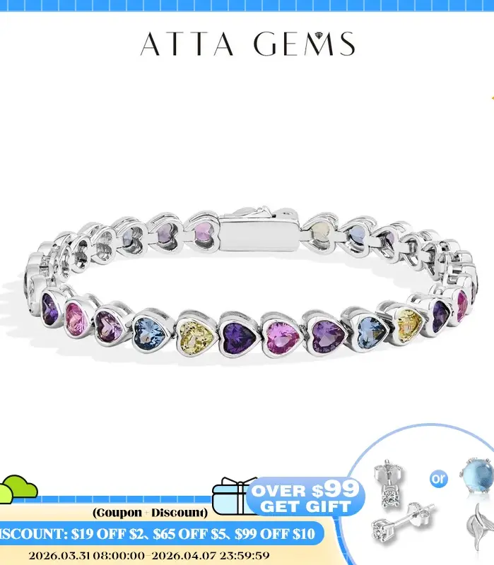 💖 Pulsera "Eternidad de Corazones" – Plata S925 y Zafiros Multicolor 1