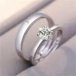 2 Anillos de Plata de Ley 925 con Circonita para Pareja, para Mujer y Hombre, Exquisitos, para Estudiantes, Novias, Accesorios de Joyería de Plata para Boda 4