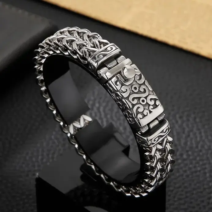 🦾 Pulsera "Titan Double Armor" – Acero de Titanio Dominante 2