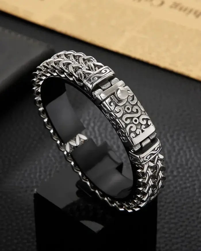 🦾 Pulsera "Titan Double Armor" – Acero de Titanio Dominante 2
