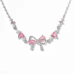 🎀 Collar "Pink Ribbon Glow" – Gargantilla con Lazo de Circonia Rosa 4