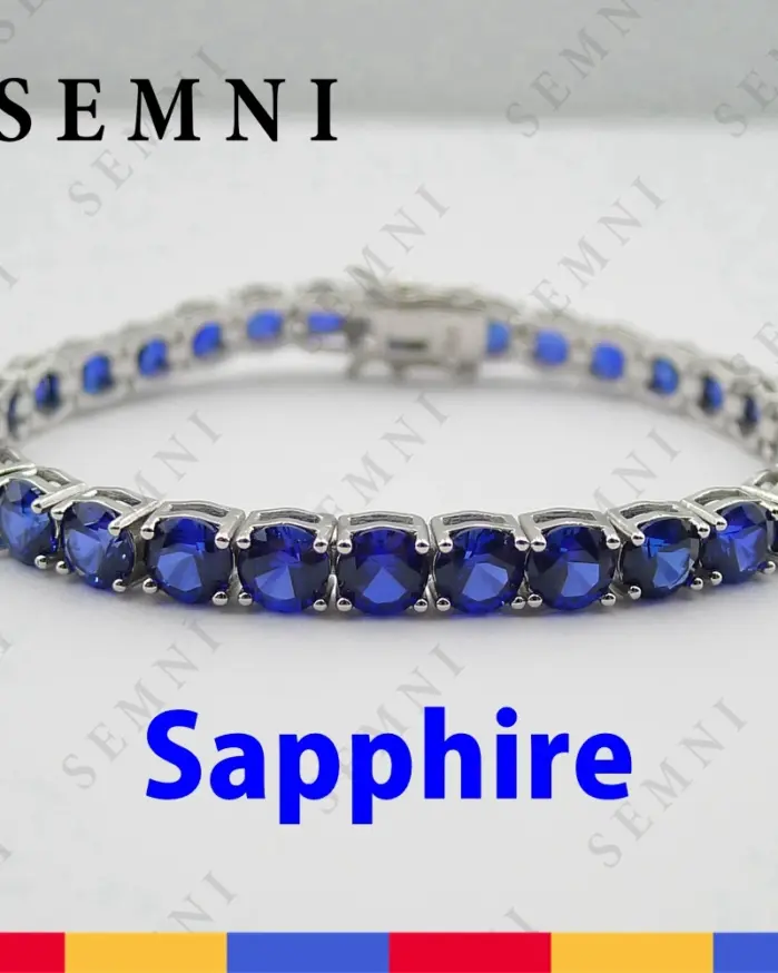 pulsera de tenis de rubí y zafiro de laboratorio de 5mm para mujer, joyería fina de plata de ley s925, regalo de fiesta de cumpleaños, zafiro rosa 1
