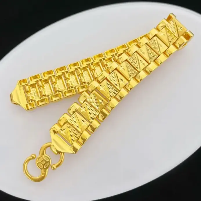 Joyería de oro real 9999 de 24K de lujo para hombre, pulsera de hilo de mano, joyería de mano, tendencia de moda 2