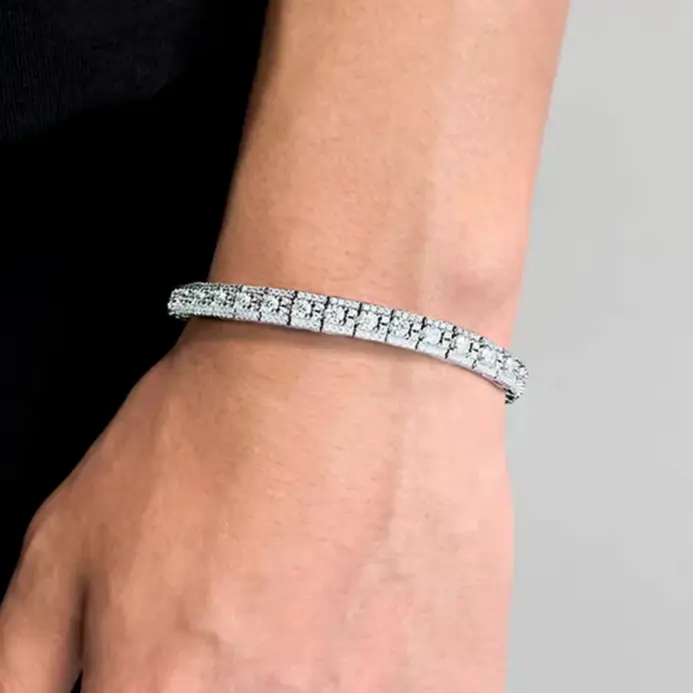 Pulsera de tenis de lujo de moissanita completa de 3 mm, 100% Plata S925, D Color VVS1, Diamante de laboratorio, Cadena de mano, Joyería fina para fiesta, Regalo 2