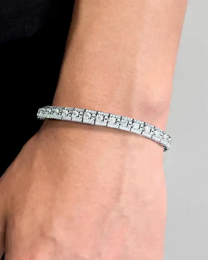 Pulsera de tenis de lujo de moissanita completa de 3 mm, 100% Plata S925, D Color VVS1, Diamante de laboratorio, Cadena de mano, Joyería fina para fiesta, Regalo 2
