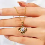 Collar con colgante de moissanita para mujer de oro 100% auténtico de lujo de 18 quilates 3