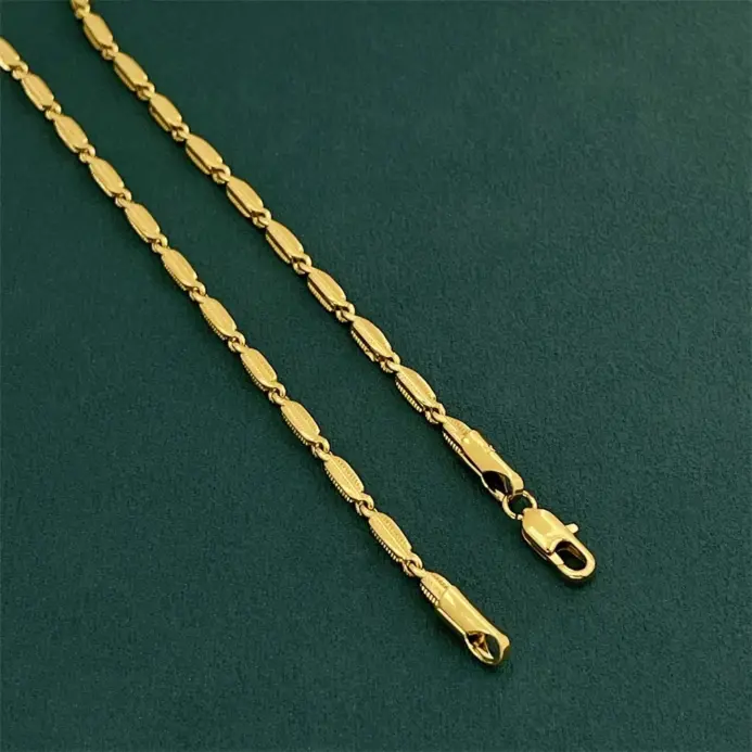 Collar de lujo con diseño de espiga de trigo en oro puro 24K 9999 para hombre y mujer 1
