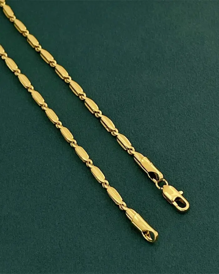 Collar de lujo con diseño de espiga de trigo en oro puro 24K 9999 para hombre y mujer 1