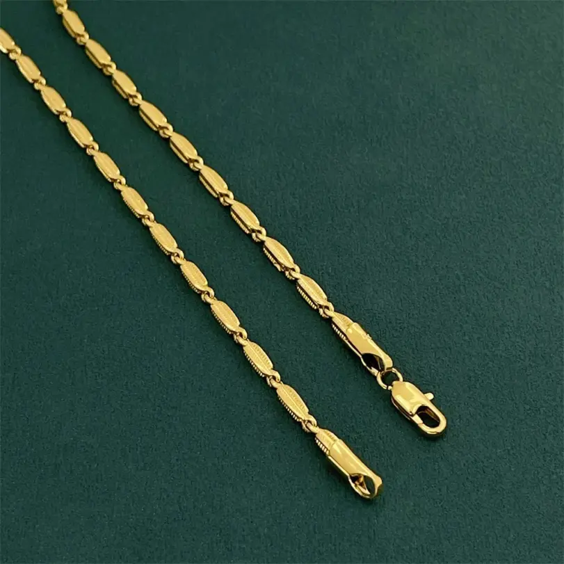 Collar de lujo con diseño de espiga de trigo en oro puro 24K 9999 para hombre y mujer 1