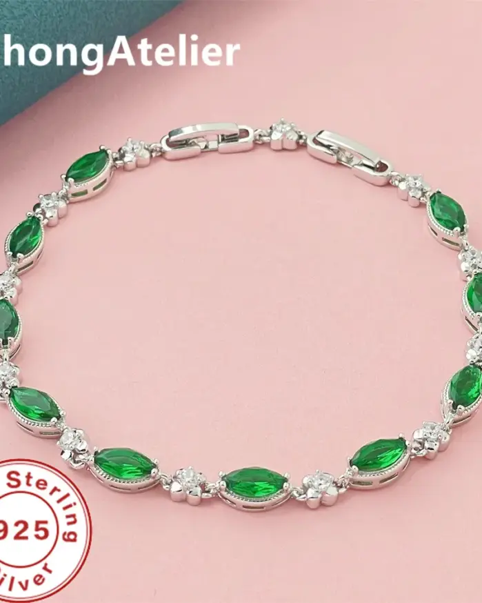 💚 Pulsera "Esmeralda Imperial" – Plata de Ley .925 y Circonia Green 1