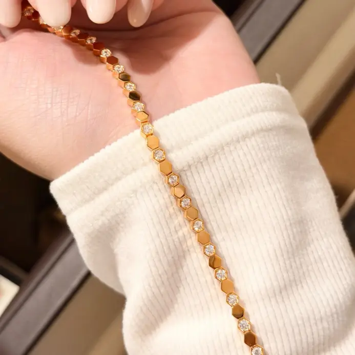 2026 nuevo estilo 100% Plata de Ley 925 pulseras de panal 18K chapado en oro pavé AAA pulsera de Zircconia para mujer joyería fina 2