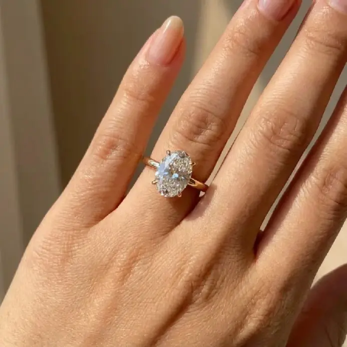 Anillos de Plata de Ley 925 con Circonita Cúbica Ovalada para Mujer, Anillos Sencillos y Clásicos para Boda, Compromiso, Promesa, Accesorios de Joyería Eterna 1