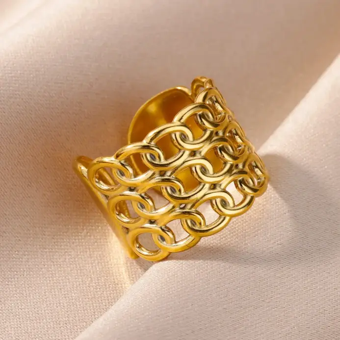Anillos de acero inoxidable 316L para mujer, Color dorado, nunca se decolora, anillos clásicos de lujo, anillos de boda para parejas, joyería, envío gratis 2