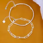 Pulseras Brillantes de Plata de Ley 925 para Mujer, Diseño Coreano de Moda, Pulseras de Doble Capa con Diseño de Cielo Estrellado, Joyería para Bodas 4