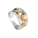 Exquisita joyería femenina, Anillos de dedo de Color Micro circón con línea de onda Multicolor con patrón geométrico para mujer, Anillos cuelloьц® ж dikajiе 5