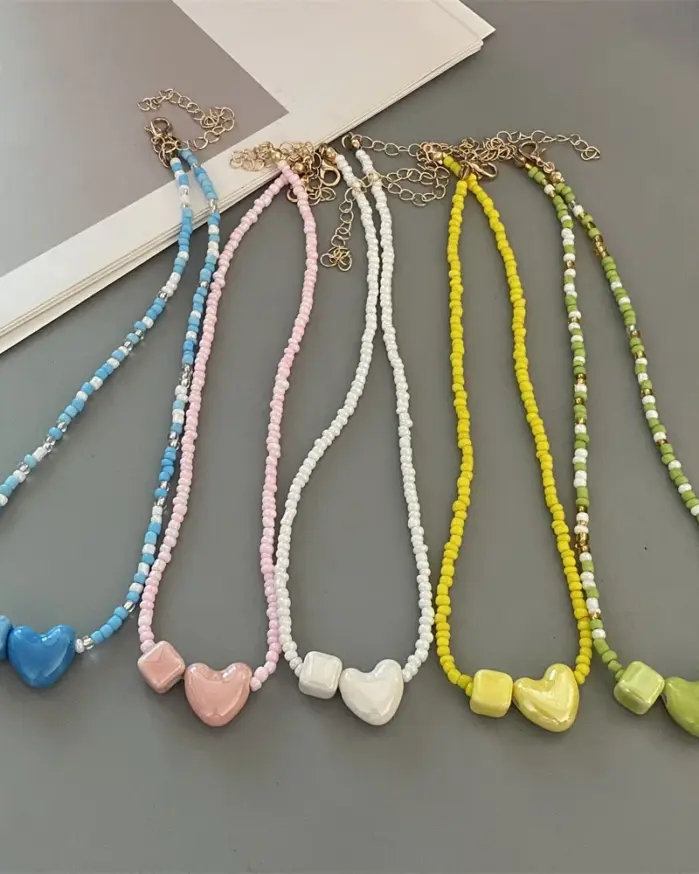 Collar Gargantilla Geométrico Romántico y Lindo para Mujer, Novedoso y Moderno, Regalo, Collar de Cuentas, Joyería de Moda 1