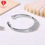 Pulsera de moissanita que se puede abrir de plata de ley 925, joyería exquisita para mujer, regalo ideal para bodas y aniversarios 3