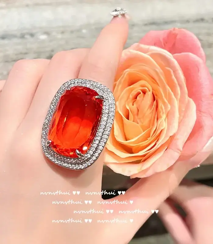 Anillos de boda de circonia con piedras preciosas grandes de 12 quilates para mujer, joyería de fiesta de compromiso de moda moderna brillante de Plata de Ley 925 de lujo 1