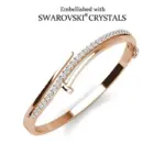 Pulsera Daisini con forma de uña adornada con cristal de primera calidad de Swarovski para mujer, regalo de vacaciones para pareja chapado en oro de 18 quilates 1