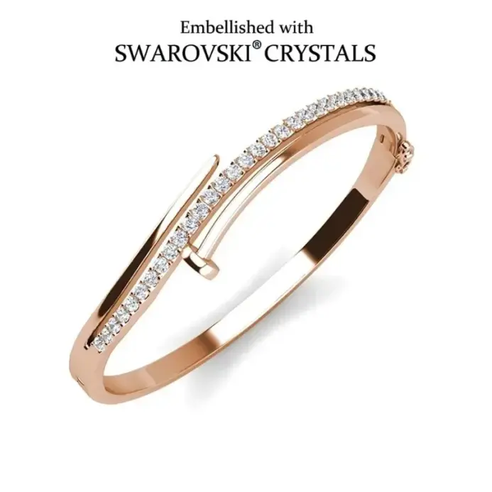 Pulsera Daisini con forma de uña adornada con cristal de primera calidad de Swarovski para mujer, regalo de vacaciones para pareja chapado en oro de 18 quilates 1