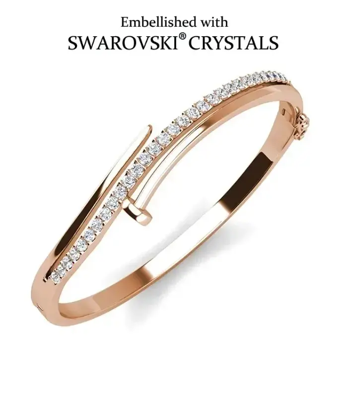 Pulsera Daisini con forma de uña adornada con cristal de primera calidad de Swarovski para mujer, regalo de vacaciones para pareja chapado en oro de 18 quilates 1