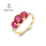 Anillo de rubí natural precioso y raro para mujer, plata de ley 925, elegante y exquisito regalo de aniversario y compromiso 1
