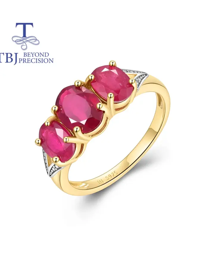Anillo de rubí natural precioso y raro para mujer, plata de ley 925, elegante y exquisito regalo de aniversario y compromiso 1