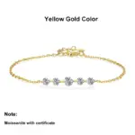 pulseras completas de moissanita para mujer, pulsera de plata de ley S925 chapada en diamantes de laboratorio, joyería para fiesta de cumpleaños y boda 6