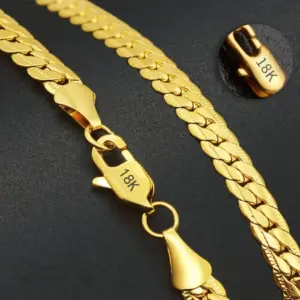 Gran oferta de collar de cadena lateral completa de oro de 18K de 5MM de Plata de Ley 925 fina para mujer y hombre, joyería de compromiso de boda a la moda 1