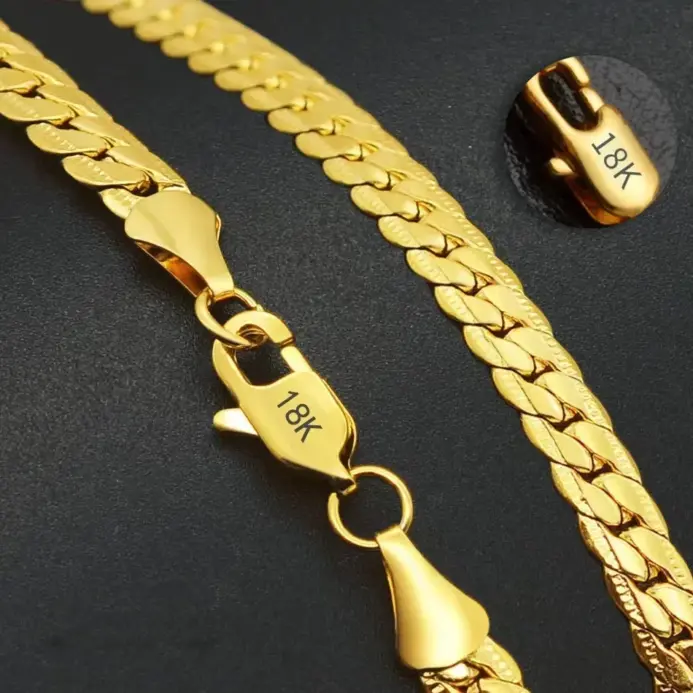 Gran oferta de collar de cadena lateral completa de oro de 18K de 5MM de Plata de Ley 925 fina para mujer y hombre, joyería de compromiso de boda a la moda 1